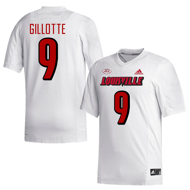 Men #9 Ashton Gillotte Louisville Cardinals College Football Jerseys Stitched-White